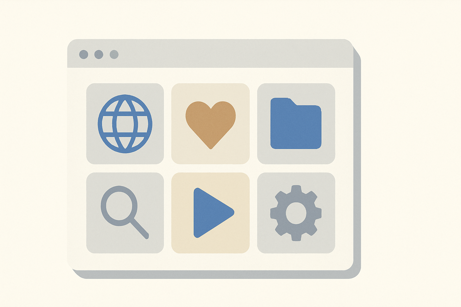 A stylized browser window showing six different chrome extension icons for job seekers