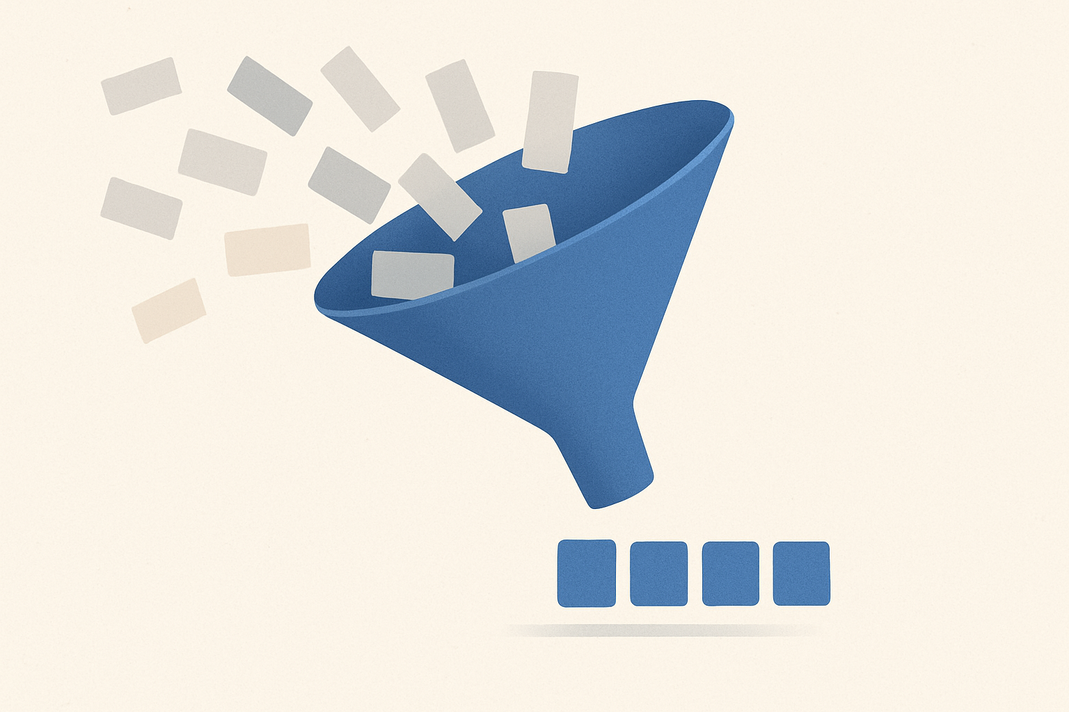 A visual representation of job listings being filtered down to a smaller, more focused set