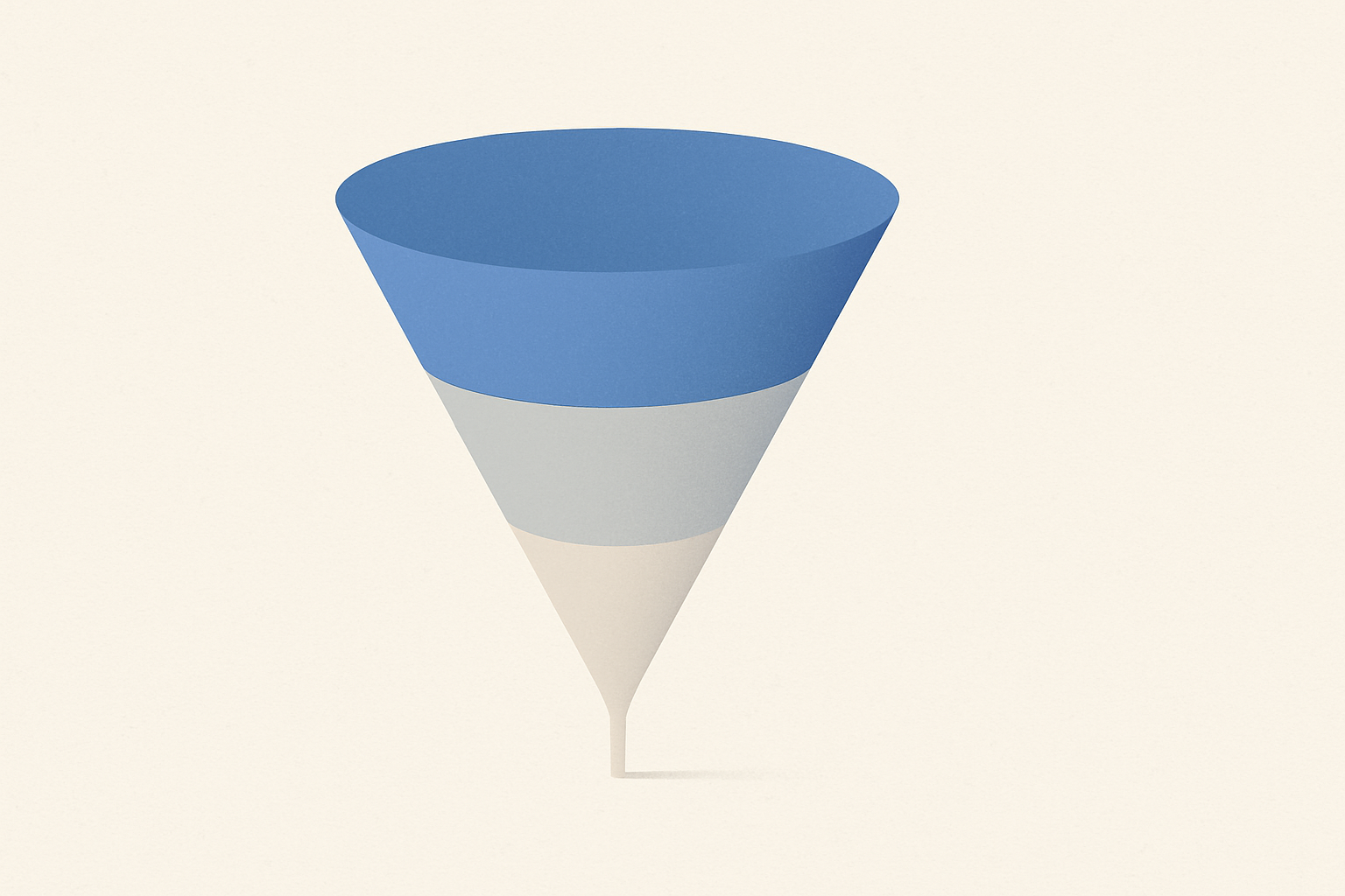 A funnel narrowing from many applications at the top to a single job offer at the bottom