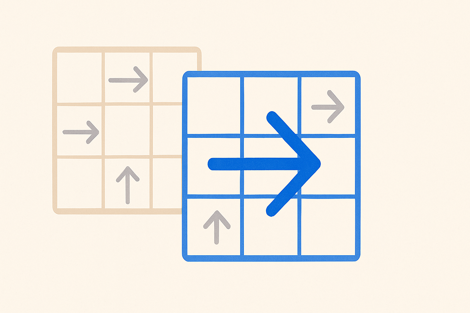 Two abstract grids with arrows, symbolizing a comparison between automated job application tools.