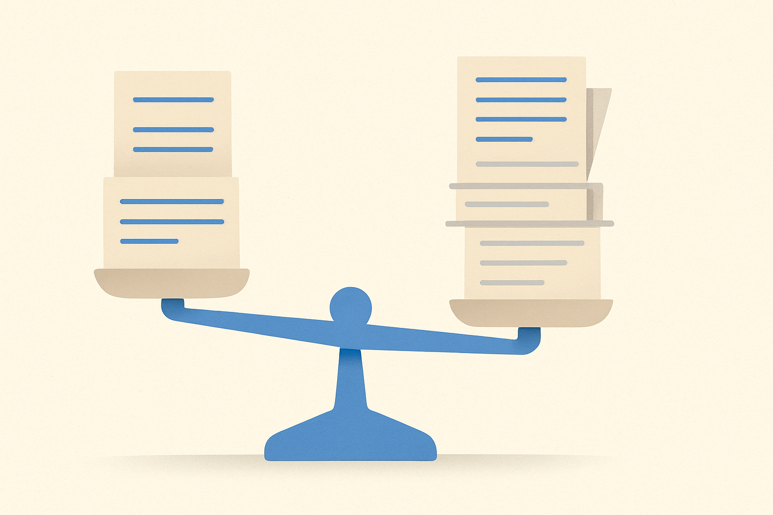 A symbolic scale showing balance between contract and full time job documents, reflecting hiring trend shifts for 2026.
