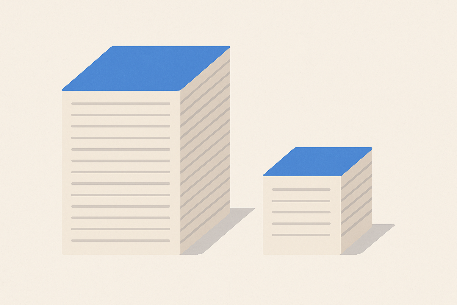 Two stacks of documents side by side, symbolizing Easy Apply and full application methods on LinkedIn
