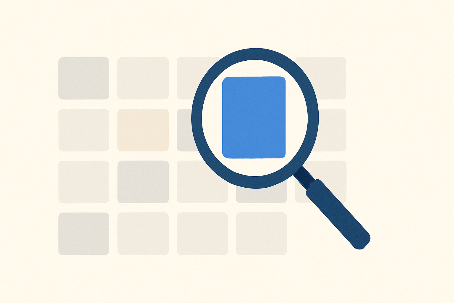 A magnifying glass highlighting faded job postings among visible ones