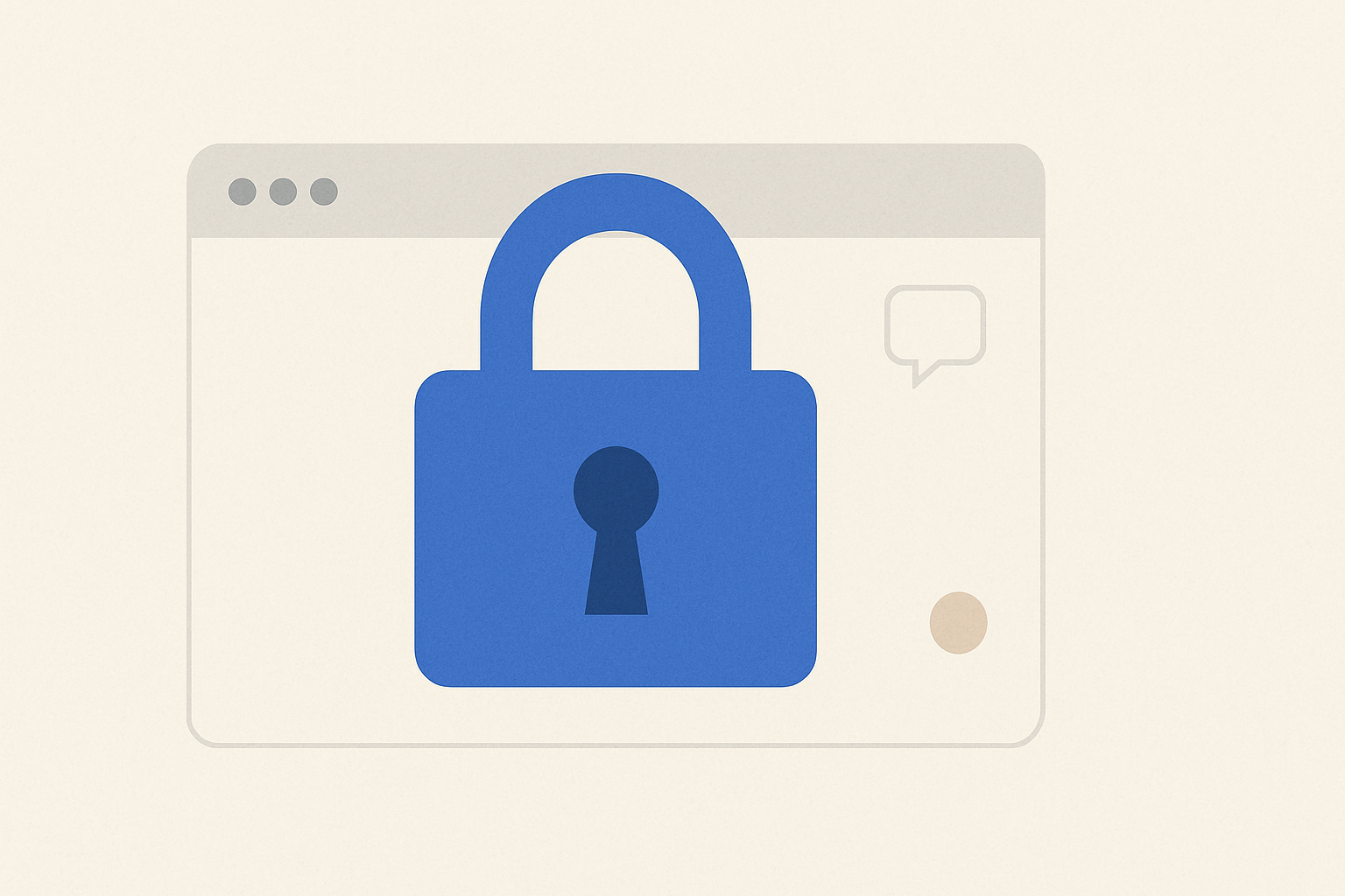 An abstract lock shape over a web browser window, symbolizing privacy in online job applications.