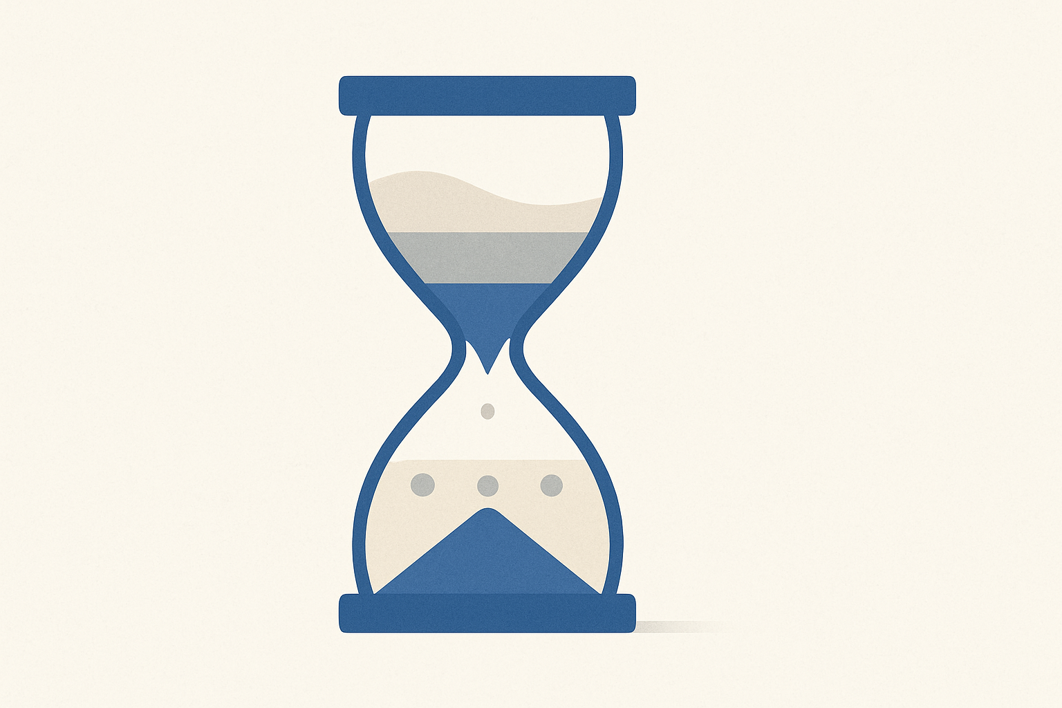 An abstract hourglass with sections marking progress and time, symbolizing a fast job search timeline