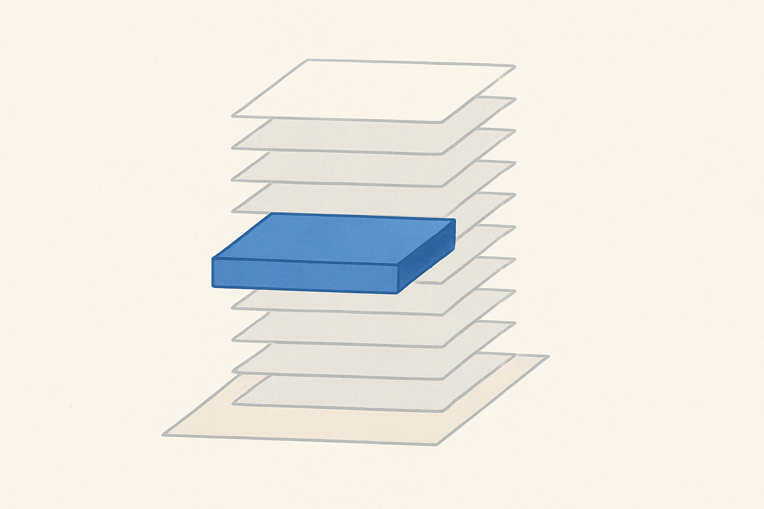 Abstract stack of rectangles with one highlighted, symbolizing salary ranges on job applications