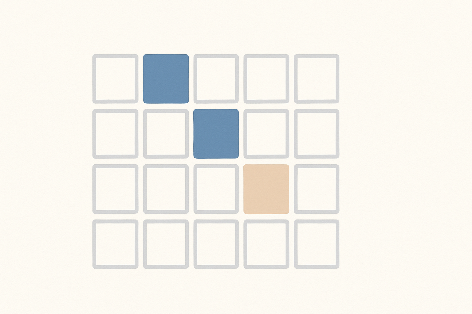 A grid of squares with several highlighted, symbolizing tracked job applications over a month