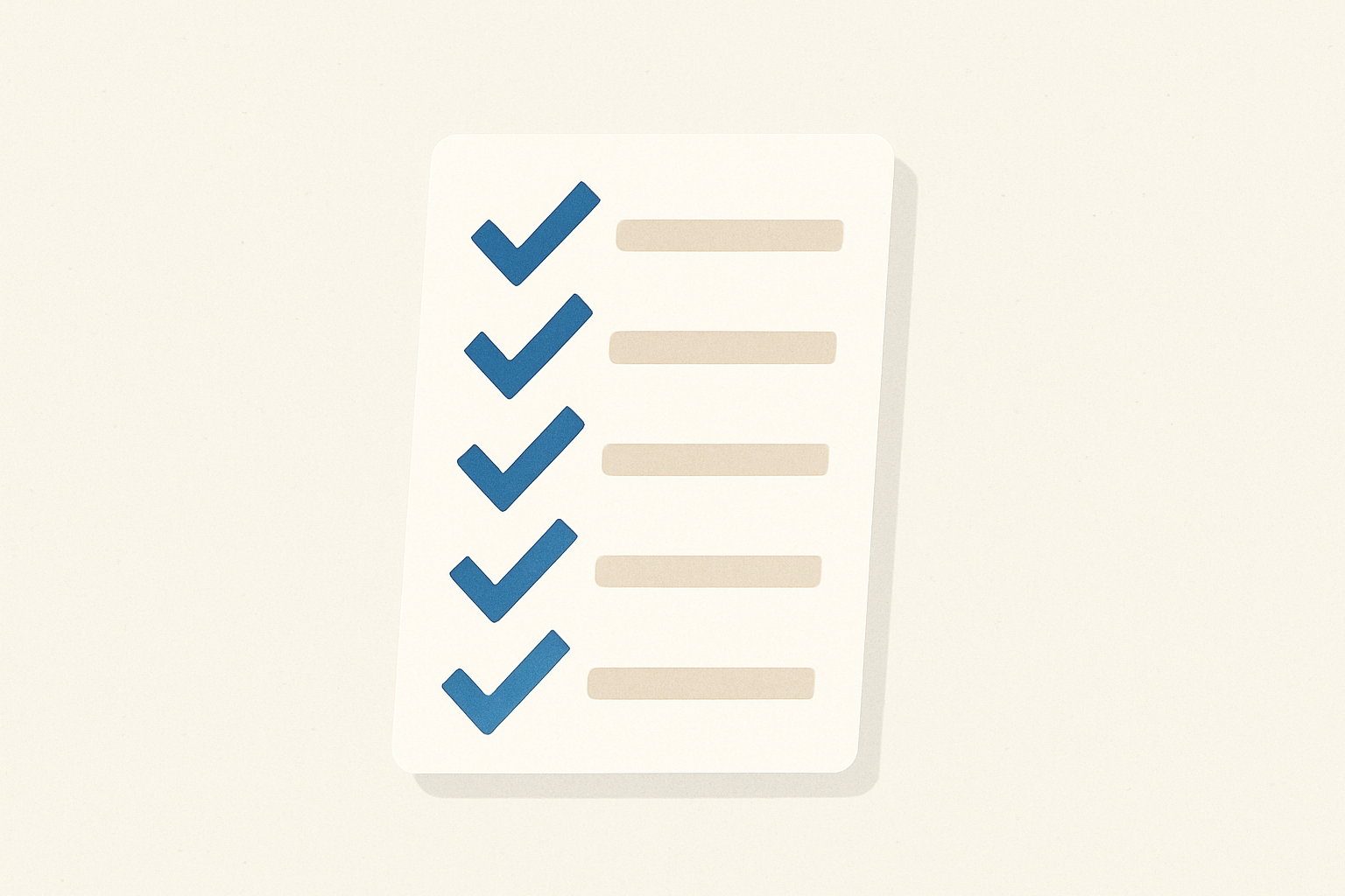 A stylized checklist showing repeated check marks and blank form fields, symbolizing repeated questions on application forms.