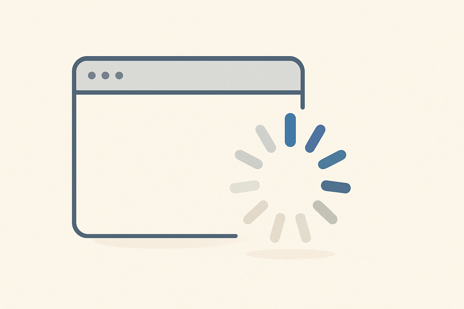 A browser window outline with an abstract spinning loader icon, representing a stuck LinkedIn submit button.