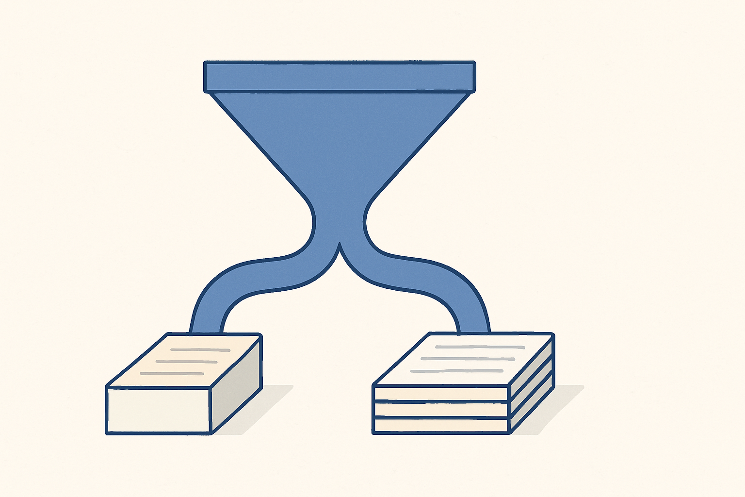 Abstract funnel splitting into two paths: one leading to a pile of LinkedIn Easy Apply resumes, the other to external apply documents.