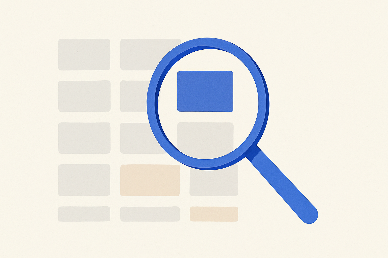 A magnifying glass over a grid of job application icons, symbolizing AI-assisted job search