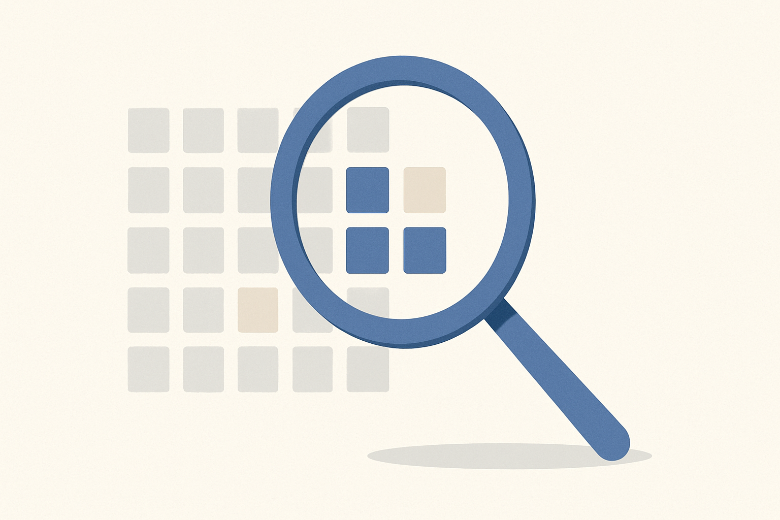 An abstract image of a magnifying glass over a grid, highlighting the portion of LinkedIn jobs that are Easy Apply
