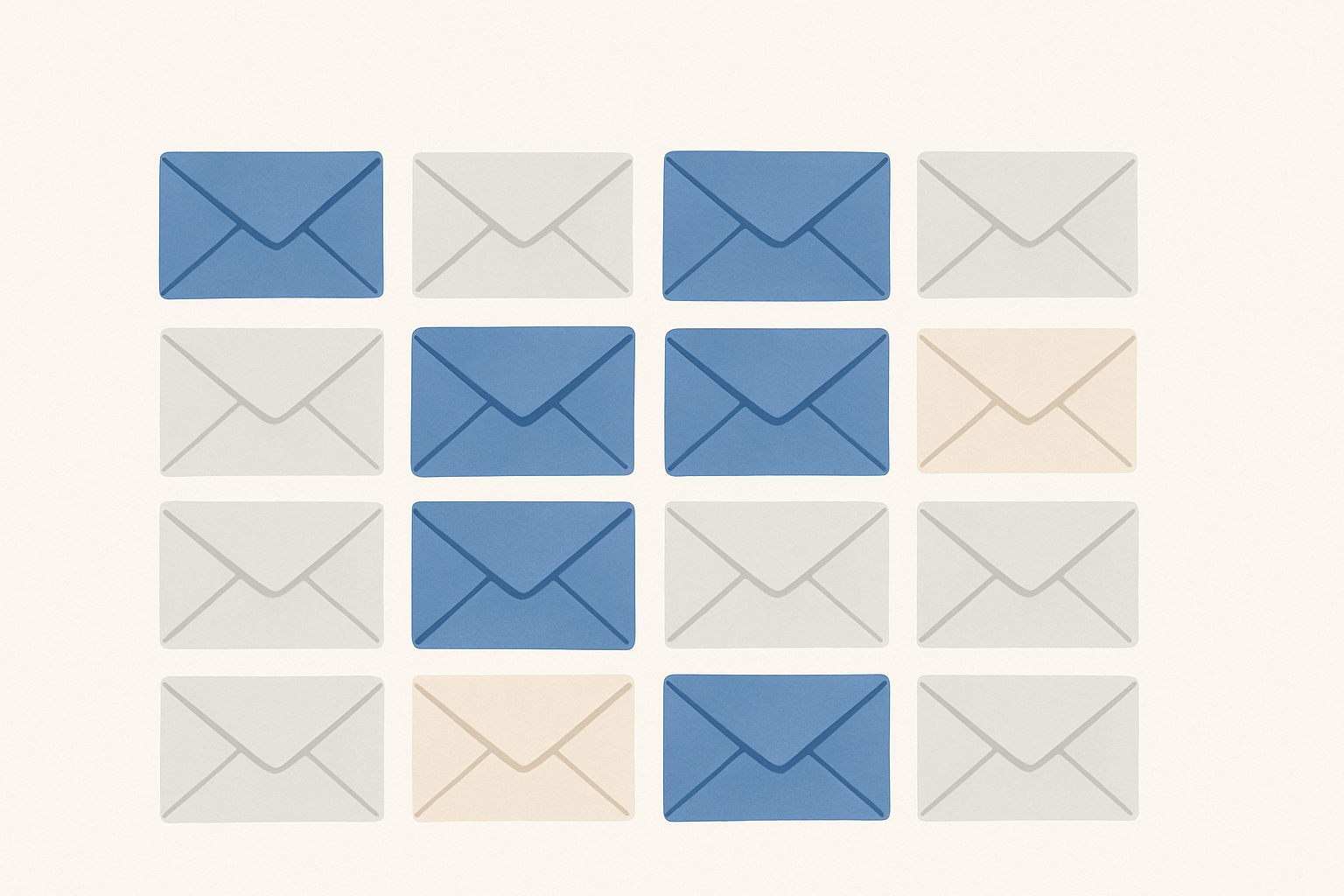 A grid of abstract envelope icons, some highlighted to symbolize increased job application volume